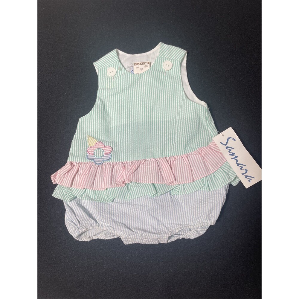 Vintage Samara Baby Girl 6-9 Months  Gingham Bubble Romper NWT NOS Easter